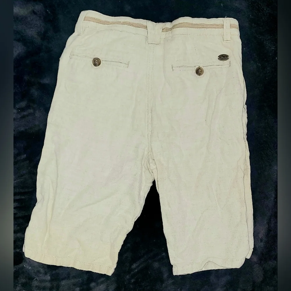 Zara Shorts Linen Cotton, Beige, Boys' Size 7/8, Adjustable Waist
